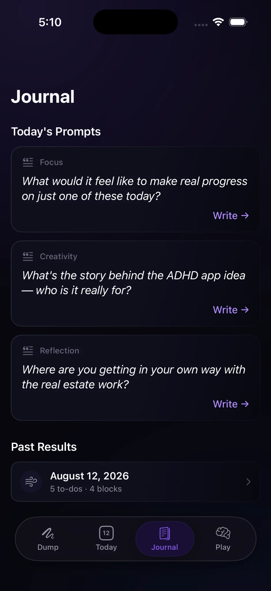 Personalized Journal prompts generated from a brain dump